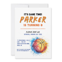 convite de aniversário de basquetebol para garoto