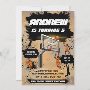 Convite de Aniversário de Basquetebol Pessoal Espo