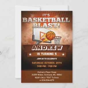 Convite de Aniversário de Basquetebol Pessoal Espo