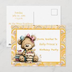 Convite de Aniversário de Bebê Menino Urso de Pelú