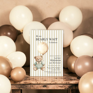 Convite de Aniversário de Bebê Menino Urso de Pelú