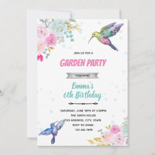 convite de aniversário de beija-flor