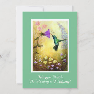 Convite de aniversário de beija-flor (verde)