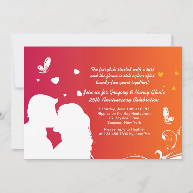 Convite de Aniversário de Beijo dos Namorados (Frente)