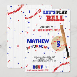 Convite de Aniversário de Beisebol