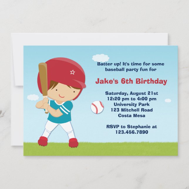 Convite de aniversário de beisebol (Frente)