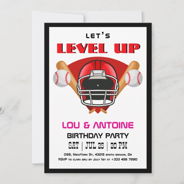 Convite de Aniversário de Beisebol (Frente)