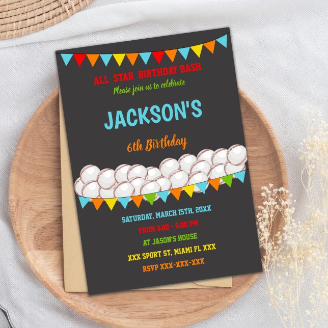 Convite de aniversário de beisebol (Baseball Birthday Invitations)