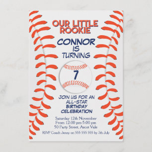Convite de aniversário de beisebol do garoto
