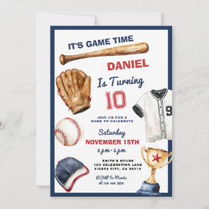 Convite de Aniversário de Beisebol É Hora do Jogo
