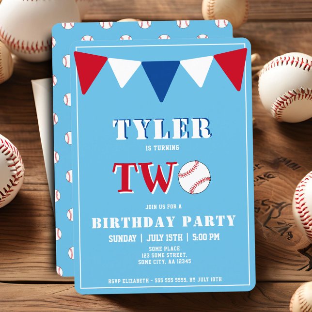 Convite de Aniversário de Beisebol Menino 2º Anive (Criador carregado)