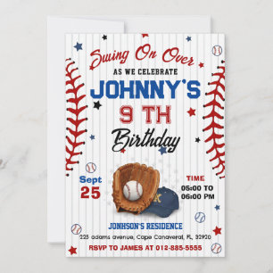 Convite de Aniversário de Beisebol Pessoal