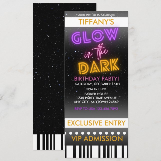 Convite de Aniversário de Bilhete | Brilha no Escu (Frente/Verso)