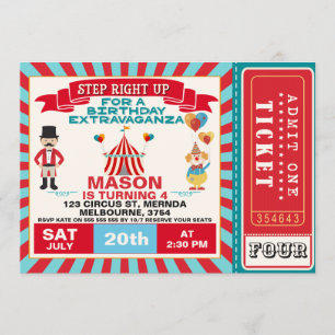 Convite de aniversário de Bilhete de Circo para Me