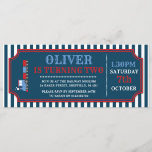 convite de aniversário de bilhetes do comboio