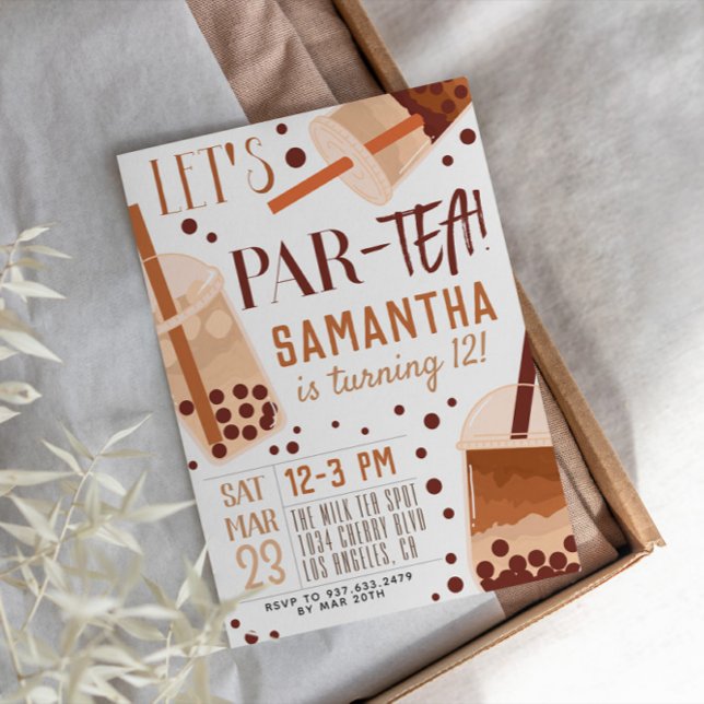 Convite de Aniversário de Boba Milk Par-Tea (Criador carregado)