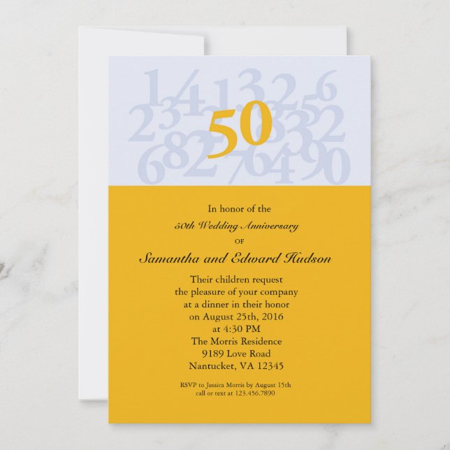Convite de Aniversário de Bodas de Ouro 50º (Frente)