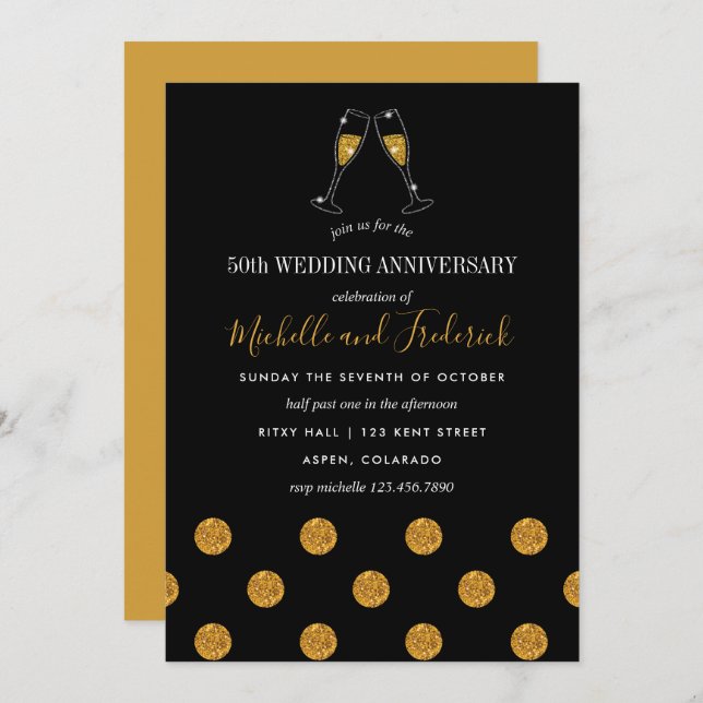 Convite de Aniversário de Bodas de Ouro 50 anos (Frente/Verso)