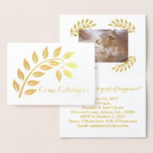 Convite de Aniversário de Bodas de Ouro Personaliz