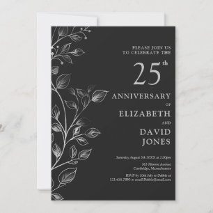 Convite de Aniversário de Bodas de Prata de 25 Ano