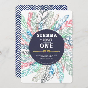 Convite De Aniversário De Boho Brave Feather