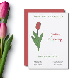 Convite De Aniversário De Boi Red Tulip