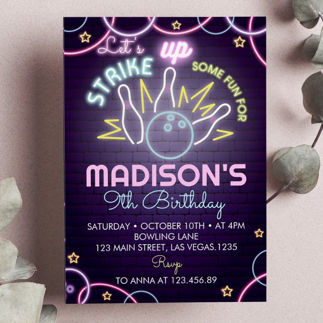 Convite de aniversário de boliche em greve (Criador carregado)
