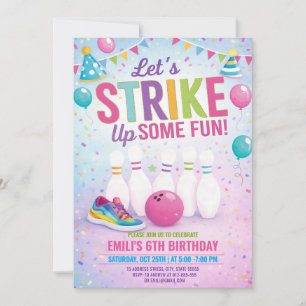 Convite de Aniversário de Boliche Personalizado pa
