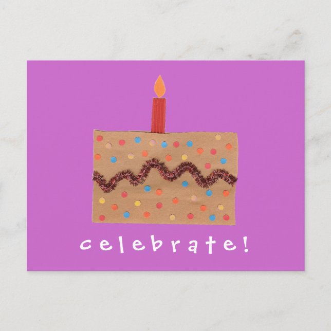 Convite de aniversário de bolo com confete (Frente)