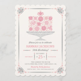 Convite de Aniversário de Bolo Flor de Renda
