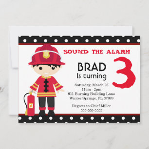 Convite de aniversário de bombeiro bonito