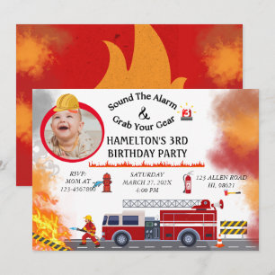 Convite de aniversário de Bombeiros do Caminhão de