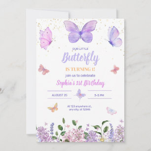 Convite de Aniversário de Borboleta, Jardim de Flo