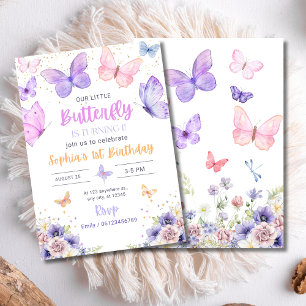 Convite de Aniversário de Borboleta, Jardim de Flo