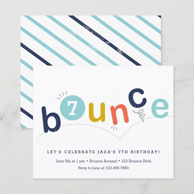 Convite de Aniversário de Bounce de Orçamento (Frente/Verso)