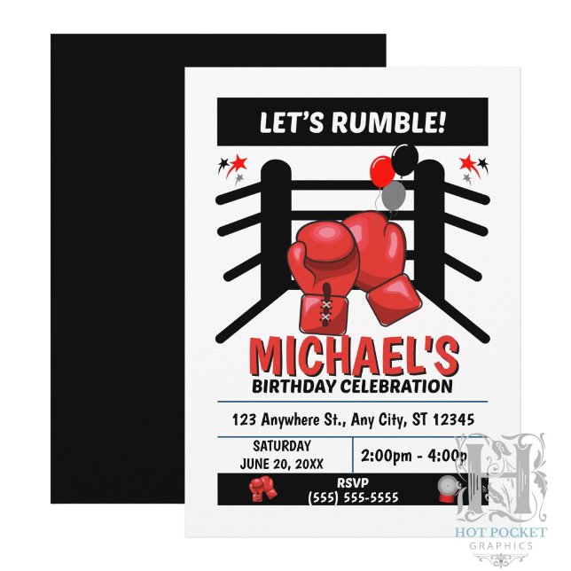 Convite de Aniversário de Boxe (Criador carregado)
