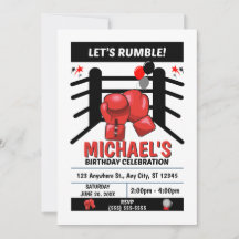 Convite de Aniversário de Boxe