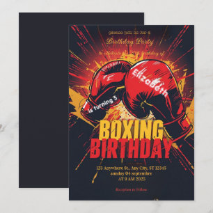 convite de aniversário de boxe esportes
