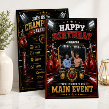 Convite de Aniversário de Boxe Personalizado com F