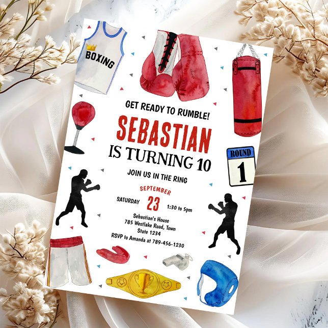 Convite de Aniversário de Boxe Prepare-se Para a B (Criador carregado)