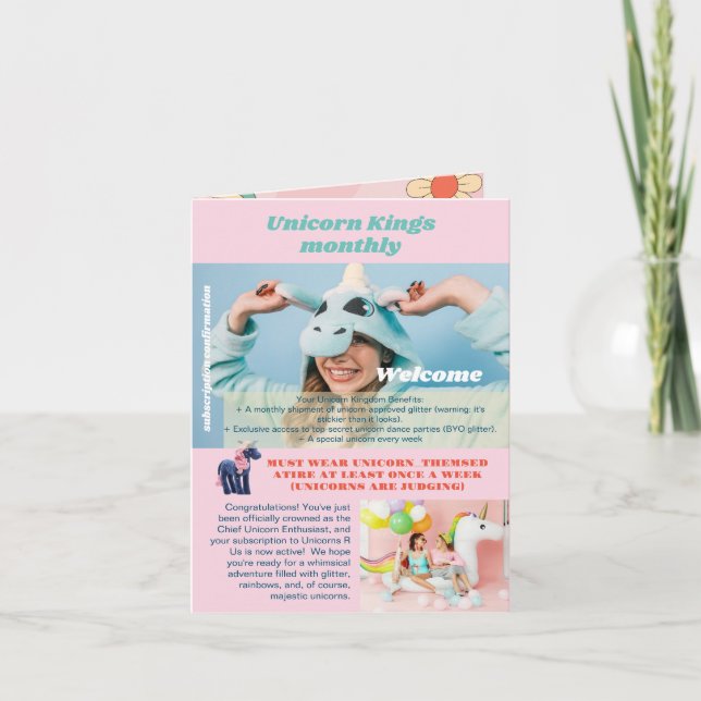 Convite de Aniversário de Brincadeira, Amor Unicór (Frente)