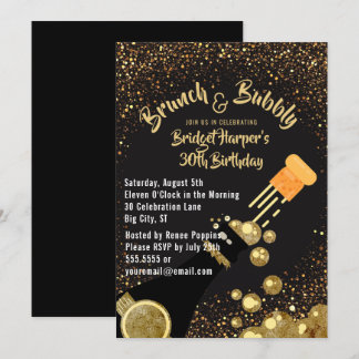 Convite de Aniversário de Brunch e Bubble Champagn