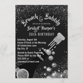 Convite de Aniversário de Brunch e Bubble Champagn