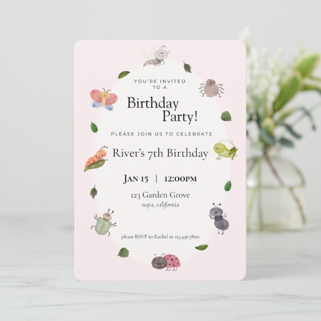 Convite de Aniversário de Bug (Em pé/Frente)