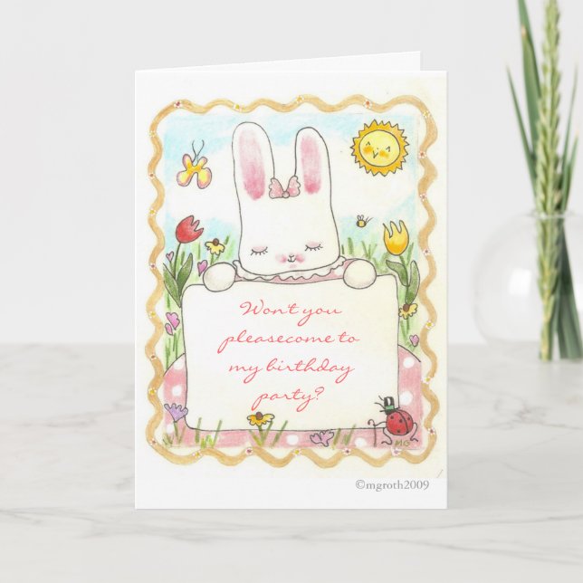 convite de aniversário de bunny (Frente)