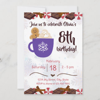 Convite de aniversário de cacau quente