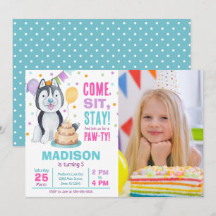 Convite de Aniversário de Cachorrinho com Foto Men