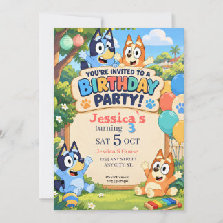Convite de Aniversário de Cachorrinho de Desenho A