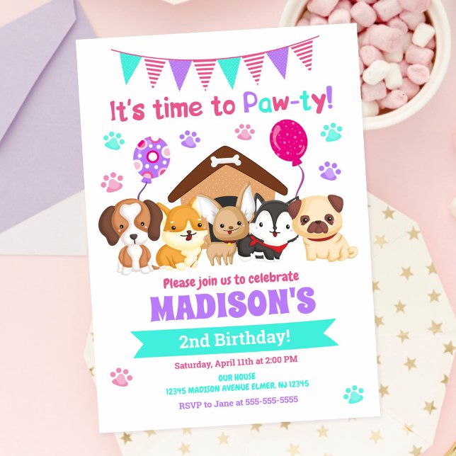 Convite de Aniversário de Cachorrinho / Festa da M (Criador carregado)