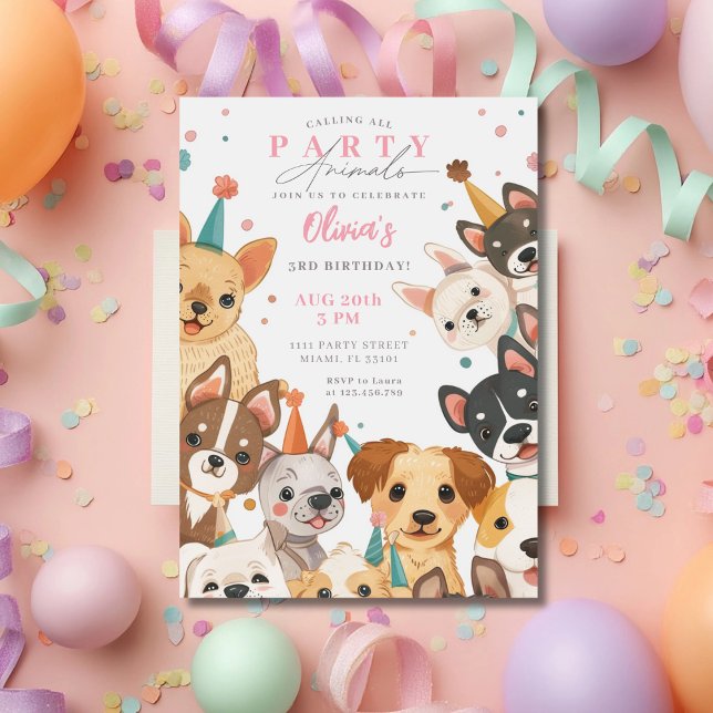 Convite de Aniversário de Cachorrinho Festa de Cac (Criador carregado)